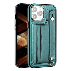 Custodia Lusso Pelle Cover Y02B per Apple iPhone 15 Pro Verde