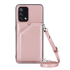 Custodia Lusso Pelle Cover Y02B per Oppo A95 4G Oro Rosa