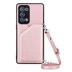 Custodia Lusso Pelle Cover Y02B per Oppo Reno6 Pro+ Plus 5G Oro Rosa