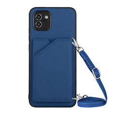 Custodia Lusso Pelle Cover Y02B per Samsung Galaxy A03 Blu