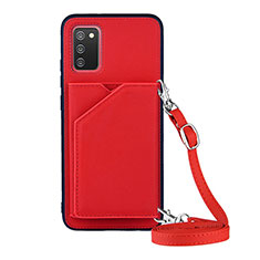 Custodia Lusso Pelle Cover Y02B per Samsung Galaxy A03s Rosso