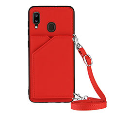 Custodia Lusso Pelle Cover Y02B per Samsung Galaxy A20 Rosso