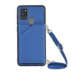 Custodia Lusso Pelle Cover Y02B per Samsung Galaxy A21s Blu