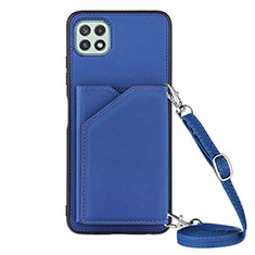 Custodia Lusso Pelle Cover Y02B per Samsung Galaxy A22 5G Blu
