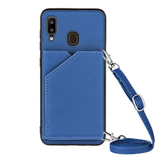Custodia Lusso Pelle Cover Y02B per Samsung Galaxy A30 Blu