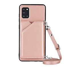 Custodia Lusso Pelle Cover Y02B per Samsung Galaxy A31 Oro Rosa