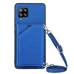 Custodia Lusso Pelle Cover Y02B per Samsung Galaxy A42 5G Blu