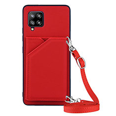 Custodia Lusso Pelle Cover Y02B per Samsung Galaxy A42 5G Rosso