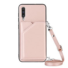 Custodia Lusso Pelle Cover Y02B per Samsung Galaxy A50S Oro Rosa