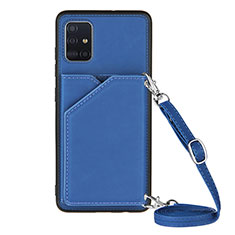 Custodia Lusso Pelle Cover Y02B per Samsung Galaxy A51 4G Blu