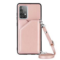 Custodia Lusso Pelle Cover Y02B per Samsung Galaxy A52 5G Oro Rosa