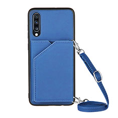 Custodia Lusso Pelle Cover Y02B per Samsung Galaxy A70 Blu