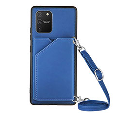 Custodia Lusso Pelle Cover Y02B per Samsung Galaxy A91 Blu