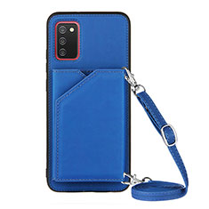 Custodia Lusso Pelle Cover Y02B per Samsung Galaxy M02s Blu