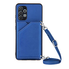 Custodia Lusso Pelle Cover Y02B per Samsung Galaxy M32 5G Blu