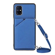 Custodia Lusso Pelle Cover Y02B per Samsung Galaxy M51 Blu