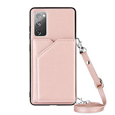 Custodia Lusso Pelle Cover Y02B per Samsung Galaxy S20 Lite 5G Oro Rosa