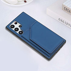 Custodia Lusso Pelle Cover Y02B per Samsung Galaxy S22 Ultra 5G Blu
