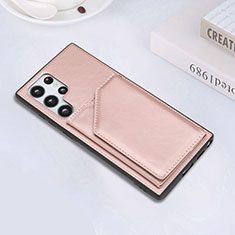 Custodia Lusso Pelle Cover Y02B per Samsung Galaxy S22 Ultra 5G Oro Rosa