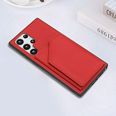 Custodia Lusso Pelle Cover Y02B per Samsung Galaxy S22 Ultra 5G Rosso
