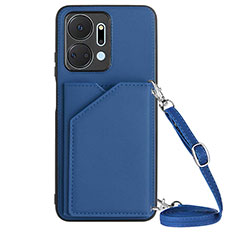 Custodia Lusso Pelle Cover Y03B per Huawei Honor X7a Blu