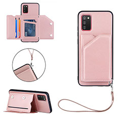 Custodia Lusso Pelle Cover Y03B per Samsung Galaxy A02s Oro Rosa