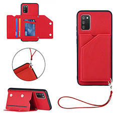 Custodia Lusso Pelle Cover Y03B per Samsung Galaxy A02s Rosso