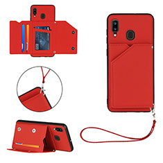 Custodia Lusso Pelle Cover Y03B per Samsung Galaxy A20 Rosso