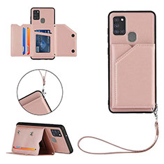 Custodia Lusso Pelle Cover Y03B per Samsung Galaxy A21s Oro Rosa