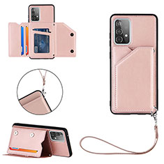 Custodia Lusso Pelle Cover Y03B per Samsung Galaxy A52 5G Oro Rosa