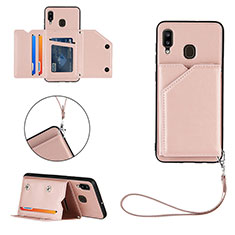 Custodia Lusso Pelle Cover Y03B per Samsung Galaxy M10S Oro Rosa