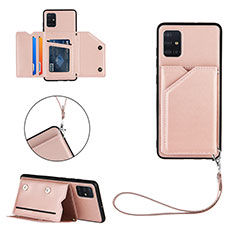 Custodia Lusso Pelle Cover Y03B per Samsung Galaxy M40S Oro Rosa