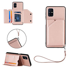 Custodia Lusso Pelle Cover Y03B per Samsung Galaxy M51 Oro Rosa