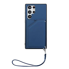 Custodia Lusso Pelle Cover Y03B per Samsung Galaxy S21 Ultra 5G Blu