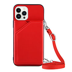 Custodia Lusso Pelle Cover Y04B per Apple iPhone 14 Pro Max Rosso