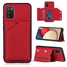 Custodia Lusso Pelle Cover Y04B per Samsung Galaxy A02s Rosso