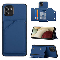 Custodia Lusso Pelle Cover Y04B per Samsung Galaxy A03 Blu