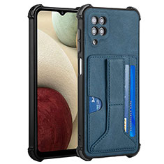 Custodia Lusso Pelle Cover Y04B per Samsung Galaxy A12 Blu