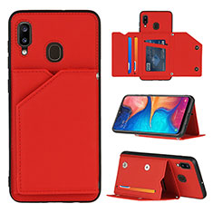Custodia Lusso Pelle Cover Y04B per Samsung Galaxy A20 Rosso
