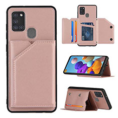 Custodia Lusso Pelle Cover Y04B per Samsung Galaxy A21s Oro Rosa