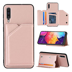 Custodia Lusso Pelle Cover Y04B per Samsung Galaxy A50S Oro Rosa