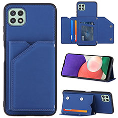 Custodia Lusso Pelle Cover Y04B per Samsung Galaxy F42 5G Blu