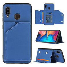 Custodia Lusso Pelle Cover Y04B per Samsung Galaxy M10S Blu
