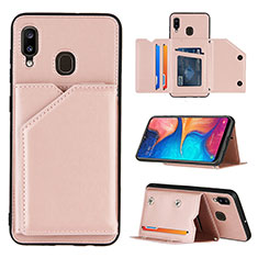 Custodia Lusso Pelle Cover Y04B per Samsung Galaxy M10S Oro Rosa