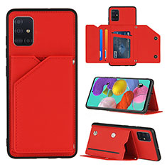 Custodia Lusso Pelle Cover Y04B per Samsung Galaxy M40S Rosso
