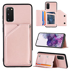 Custodia Lusso Pelle Cover Y04B per Samsung Galaxy S20 Oro Rosa