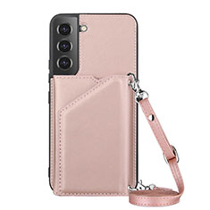 Custodia Lusso Pelle Cover Y04B per Samsung Galaxy S22 5G Oro Rosa