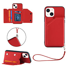 Custodia Lusso Pelle Cover Y06B per Apple iPhone 15 Plus Rosso