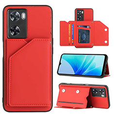 Custodia Lusso Pelle Cover YB1 per Oppo A77 4G Rosso