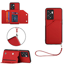 Custodia Lusso Pelle Cover YB1 per Oppo A77 5G Rosso